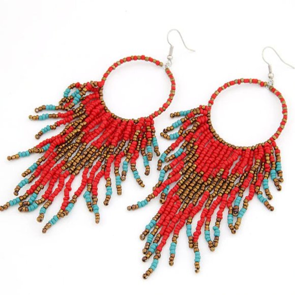 Bohemian Beads Tassel Earrings - Picture 5 of 11